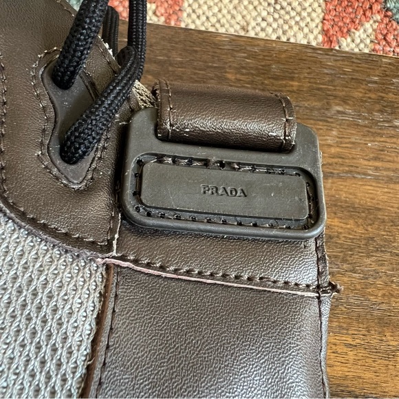 Prada Vernice Brown Leather And Mesh High Top Sneakers US9 - Picture 10 of 17